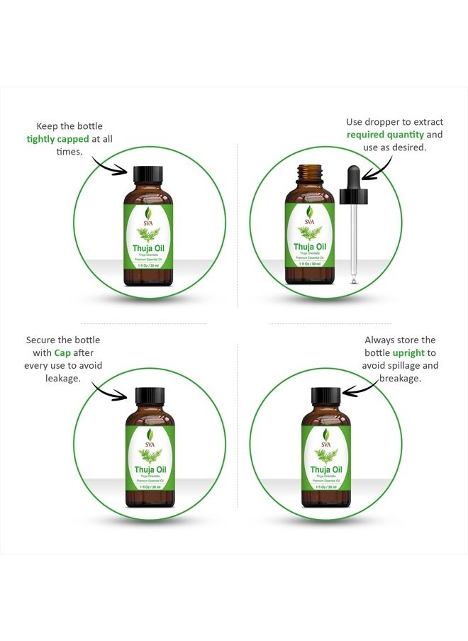 SVA Organics - SVA Thuja Essential Oil 1oz (30ml) Premium Essential Oil With Dropper For Skincare, Hair Care, Aromatherapy and Diffuser - Image 1