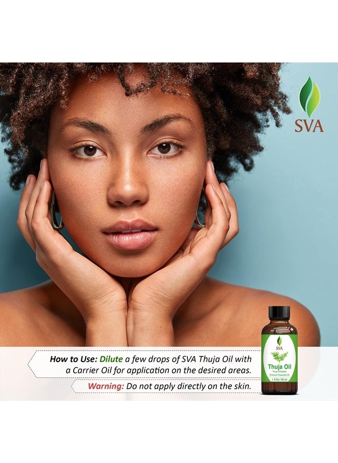 SVA Organics - SVA Thuja Essential Oil 1oz (30ml) Premium Essential Oil With Dropper For Skincare, Hair Care, Aromatherapy and Diffuser - Image 1