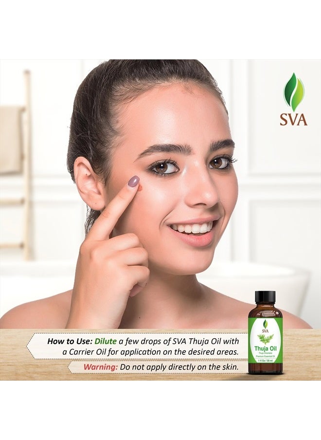 SVA Organics - SVA Thuja Essential Oil 1oz (30ml) Premium Essential Oil With Dropper For Skincare, Hair Care, Aromatherapy and Diffuser - Image 1