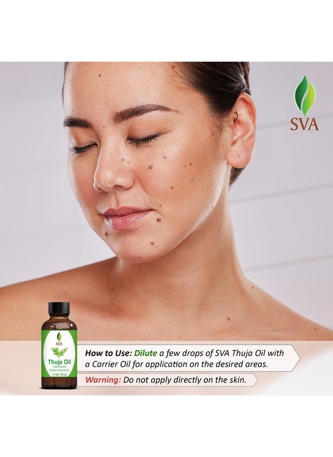 SVA Organics - SVA Thuja Essential Oil 1oz (30ml) Premium Essential Oil With Dropper For Skincare, Hair Care, Aromatherapy and Diffuser - Image 1