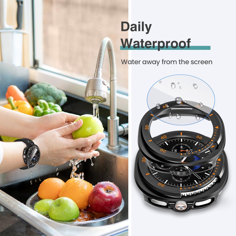 Tensea Multipack for Samsung Galaxy Watch 8 Classic Screen Protector Case 46mm Accessories, Hard PC Bumper/HD Anti-Fog Tempered Glass Protective Film, Face Cover Set for Women Men - Image 4