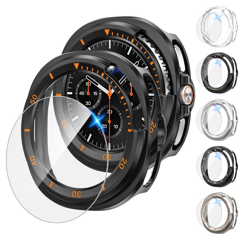 Tensea Multipack for Samsung Galaxy Watch 8 Classic Screen Protector Case 46mm Accessories, Hard PC Bumper/HD Anti-Fog Tempered Glass Protective Film, Face Cover Set for Women Men - Image 1
