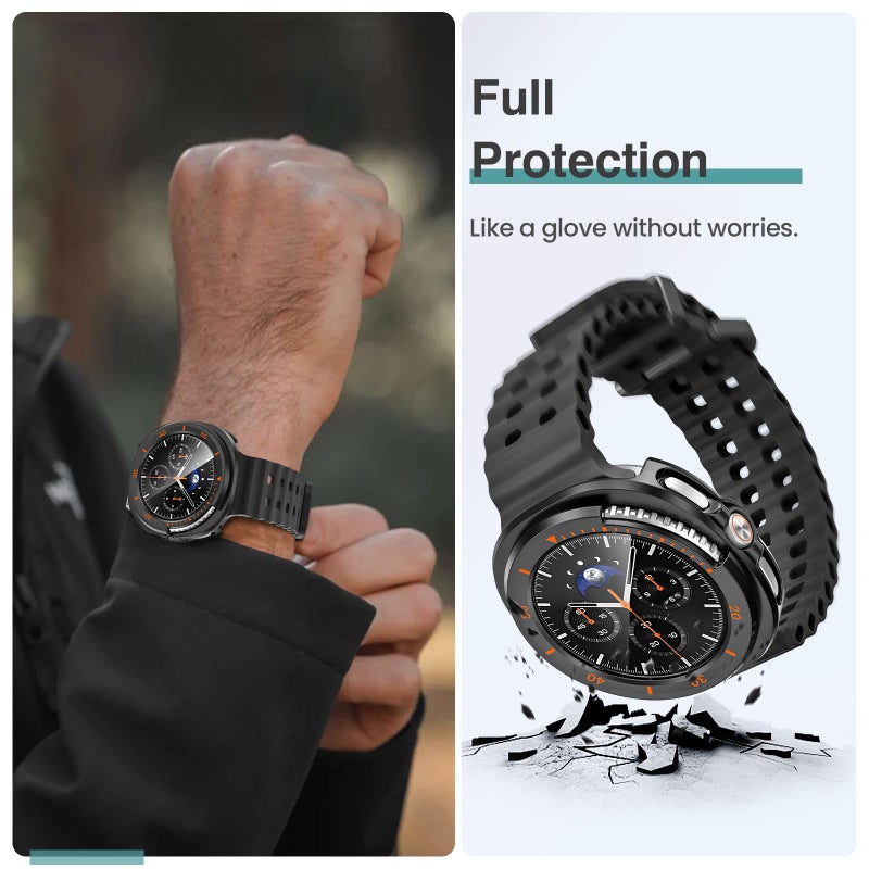 Tensea Multipack for Samsung Galaxy Watch 8 Classic Screen Protector Case 46mm Accessories, Hard PC Bumper/HD Anti-Fog Tempered Glass Protective Film, Face Cover Set for Women Men - Image 5
