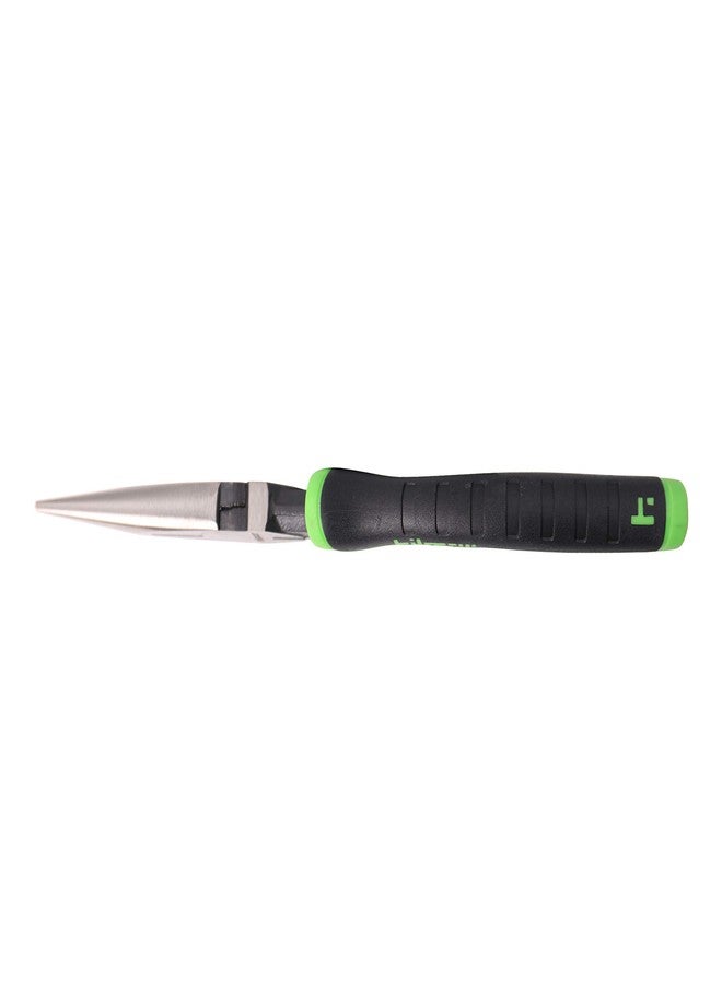 Hilmor 8" Long Nose Pliers with Rubber Handle Grip, Black & Green, LNP8 1885398 - Image 4