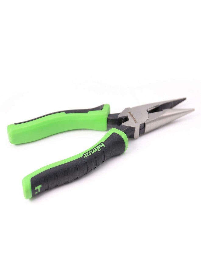 Hilmor 8" Long Nose Pliers with Rubber Handle Grip, Black & Green, LNP8 1885398 - Image 5