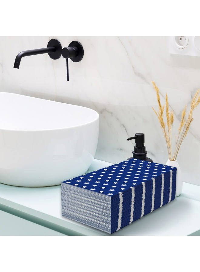 Whaline 100Pcs Patriotic Guest Paper Napkins Stars 3 Ply Disposable Napkins White Blue 4th of July Dinner Hand Napkin Towel for Independence Day Party Table Decor - Image 5