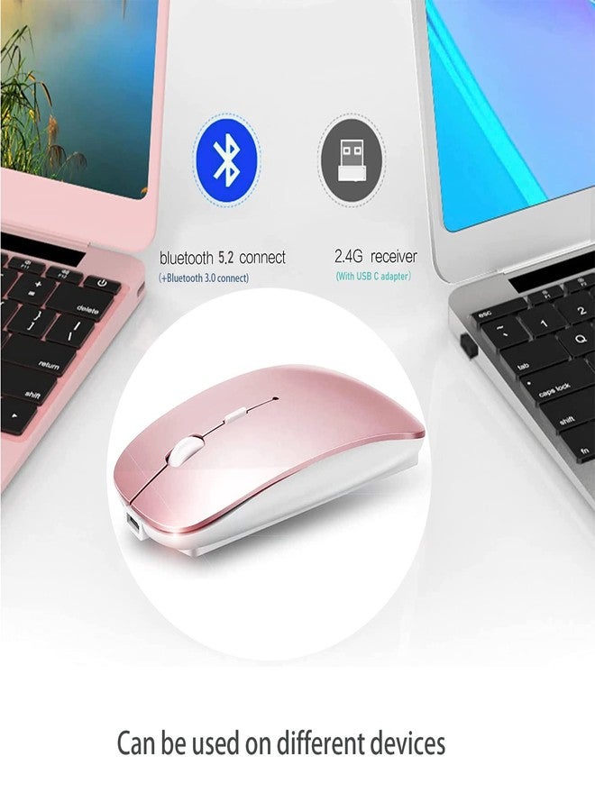 PEIBO Bluetooth Mouse for iPad Pro iPad Air Rechargeable Bluetooth Wireless Mouse for MacBook pro MacBook Air Mac Laptop Chromebook Windows Notebook MacBook HP PC DELL (Pink) - Image 3