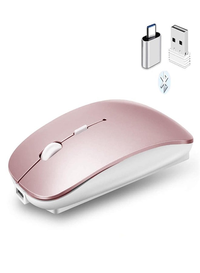 PEIBO Bluetooth Mouse for iPad Pro iPad Air Rechargeable Bluetooth Wireless Mouse for MacBook pro MacBook Air Mac Laptop Chromebook Windows Notebook MacBook HP PC DELL (Pink) - Image 2