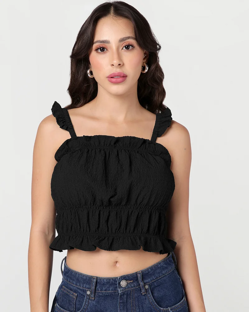 Women's Jet Black Short Top