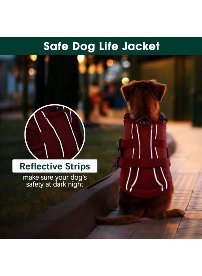 Kuoser Dog Life Jacket - High Flotation, Reflective Vest for Swimming & Boating, Adjustable Sizes - Small to Large, Lightweight Dog Life Preserver with Rescue Handle - Image 5