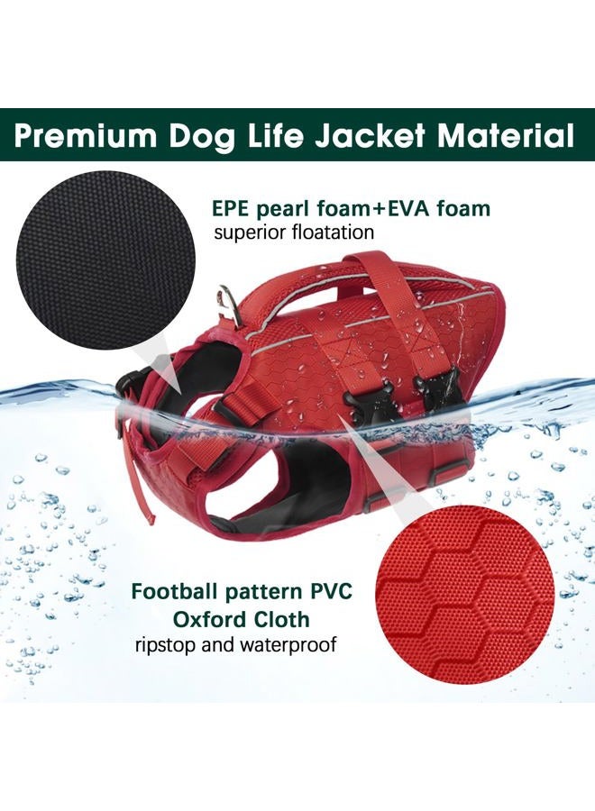 Kuoser Dog Life Jacket - High Flotation, Reflective Vest for Swimming & Boating, Adjustable Sizes - Small to Large, Lightweight Dog Life Preserver with Rescue Handle - Image 4