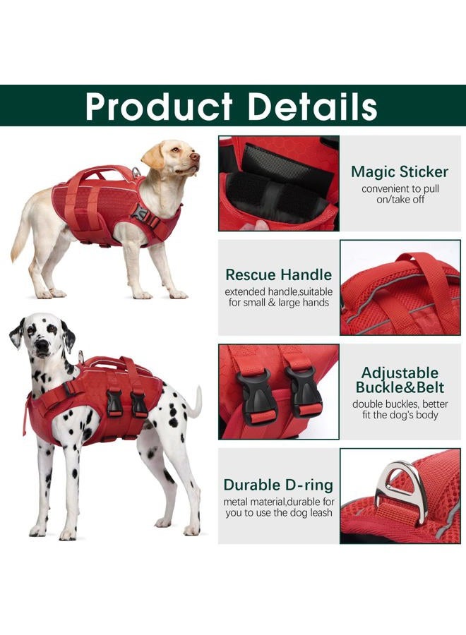 Kuoser Dog Life Jacket - High Flotation, Reflective Vest for Swimming & Boating, Adjustable Sizes - Small to Large, Lightweight Dog Life Preserver with Rescue Handle - Image 3