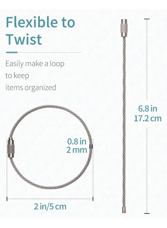 Pawfly 25 Pack Wire Keychain Cable 6 inch Stainless Steel Key Ring Loop for Outdoor Hiking - Image 2