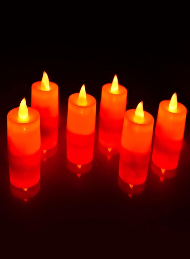 Oblivion 6 Pcs Flameless And Smokeless Decorative Plastic Candles | Realistic Flameless Tealight Candles With Natural Red Light | Perfect For Gifting, Home, Diwali, Christmas, Balcony, Led - Image 1