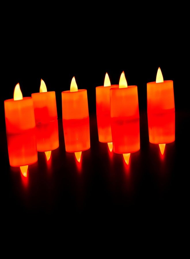 Oblivion 6 Pcs Flameless And Smokeless Decorative Plastic Candles | Realistic Flameless Tealight Candles With Natural Red Light | Perfect For Gifting, Home, Diwali, Christmas, Balcony, Led - Image 2