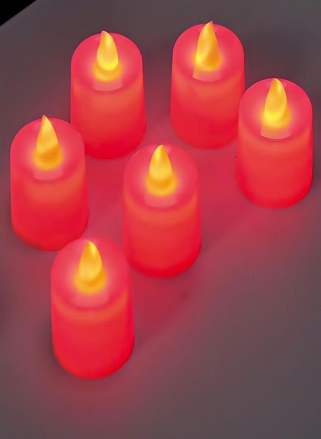 Oblivion 6 Pcs Flameless And Smokeless Decorative Plastic Candles | Realistic Flameless Tealight Candles With Natural Red Light | Perfect For Gifting, Home, Diwali, Christmas, Balcony, Led - Image 5
