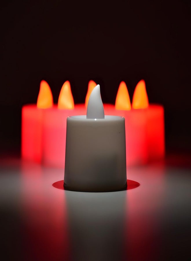 Oblivion 6 Pcs Flameless And Smokeless Decorative Plastic Candles | Realistic Flameless Tealight Candles With Natural Red Light | Perfect For Gifting, Home, Diwali, Christmas, Balcony, Led - Image 4