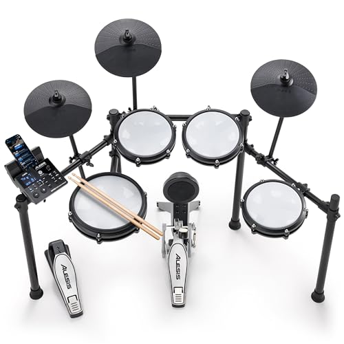 Alesis Nitro Max Kit Electric Drum Set with Quiet Mesh Pads, 10" Dual Zone Snare, Bluetooth, 440+ Authentic Sounds, Drumeo, USB MIDI, Kick Pedal - Image 1