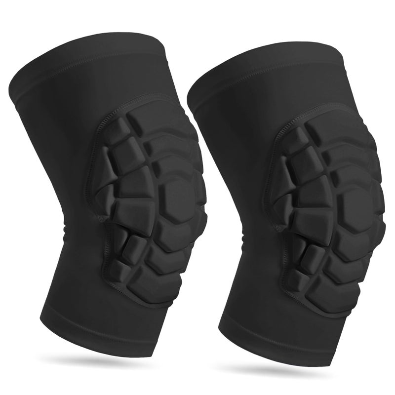 LUODITO Wrestling Knee Pads for Kids Youth Adult, Knee Compression Sleeve for Basketball Volleyball Football, 1 Pair Short Knee Pads Sleeves ((#2) Black-2pcs,Medium) - Image 1