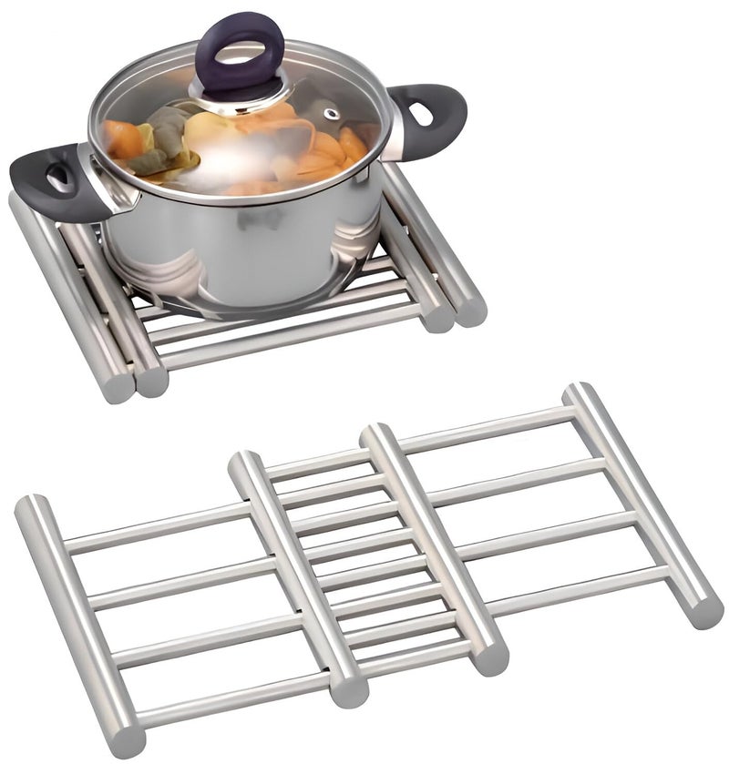 PRAMANTA Hot Pot Rack Stainless Steel Rack Hot Pot Stand for Hot Utensils in Kitchen, Vessel Stand for Kitchen Dining Table Trivets for Hot Pots Pans Cookers (1Pcs) - Image 1