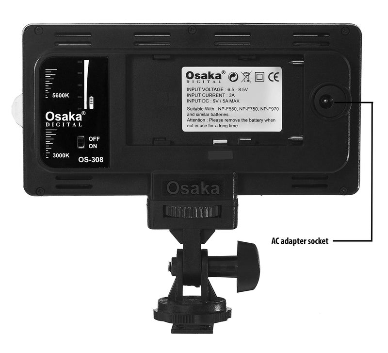 Osaka Bi-Color Dimmable LED Video Light OS-LED-308 Pocket LED with F Bracket Smart Rig Filmmaker Grip Tripod Mount with F750 Battery 8000 mAh and Fast Charger - Image 2