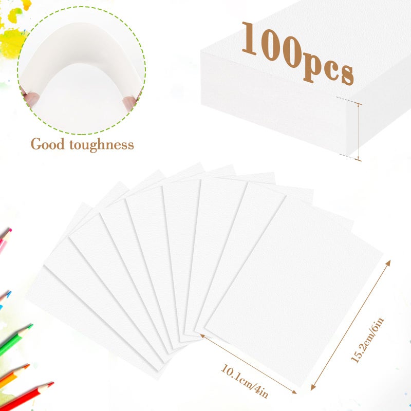 KINLINK 100PCS 4x6 Watercolor Paper Bulk, 140lb/300g Cold Press Thick Water Color Paper Pad for Child Adult, White Art Paper for Drawing Painting Markers Gouache, Textured Cotton Paper Sheets - Image 2