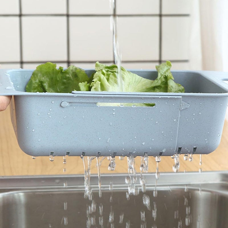 LABRIMP Extendable Kitchen Sink Strainer Basket with Blue Food-grade Plastic for Vegetable and Fruit Washing, over Sink Drain Basket for Household Produce Cleaning and Storage - Image 5