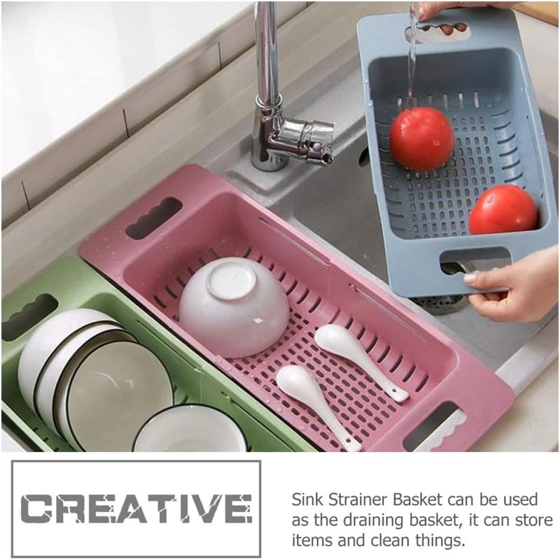 LABRIMP Extendable Kitchen Sink Strainer Basket with Blue Food-grade Plastic for Vegetable and Fruit Washing, over Sink Drain Basket for Household Produce Cleaning and Storage - Image 4