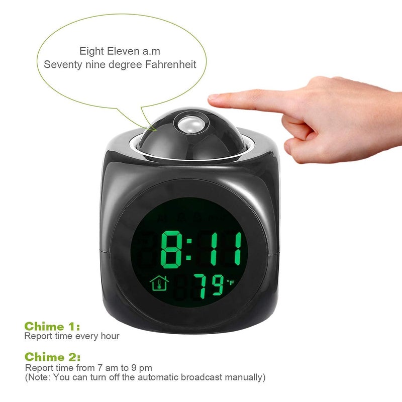 PARABRAHMA Plastic Digital Lcd Voice Talking Function Led WallCeiling Projection AlarmSnoozeTemperature Display 12Hr24Hr Bedside Alarm Clock Multicolor - Image 5