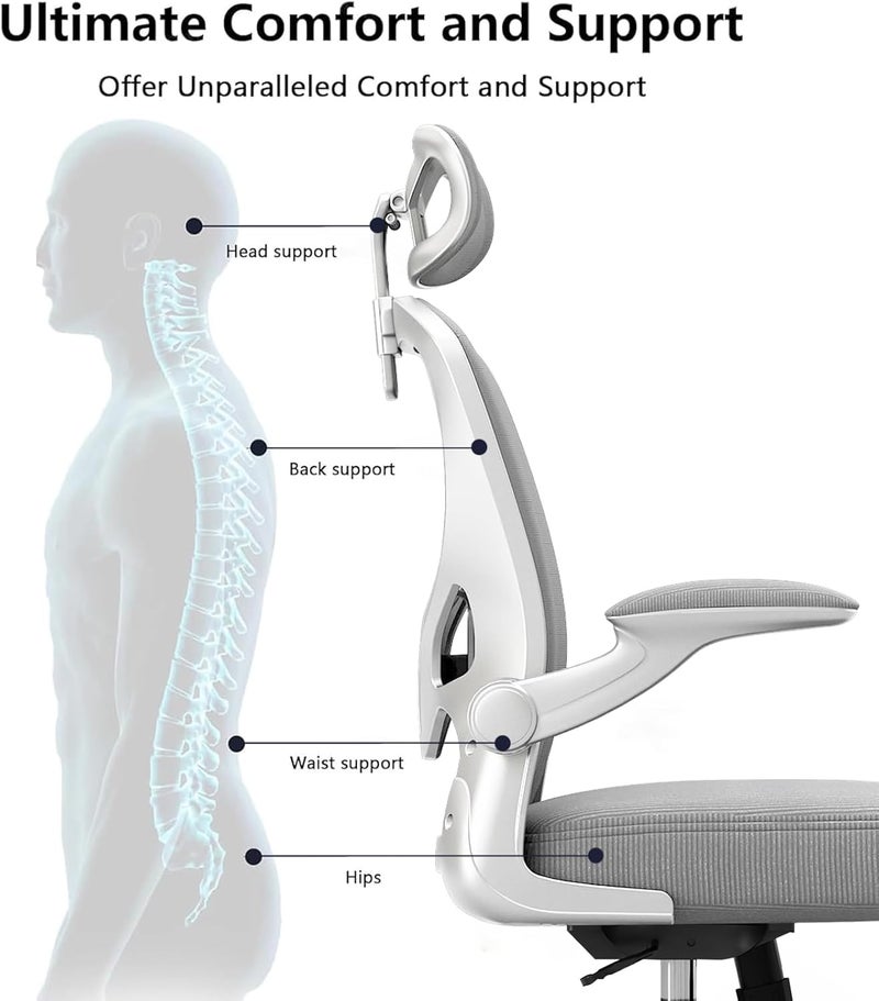 TDOO Office Chair,Ergonomic Height Adjustable Desk Chair,Home Office Desk Chair with Adjustable Headrest and Armrests,Computer Desk Chair,Comfortable Lumbar Support, Breathable Cushion for Home, Meeting - Image 2