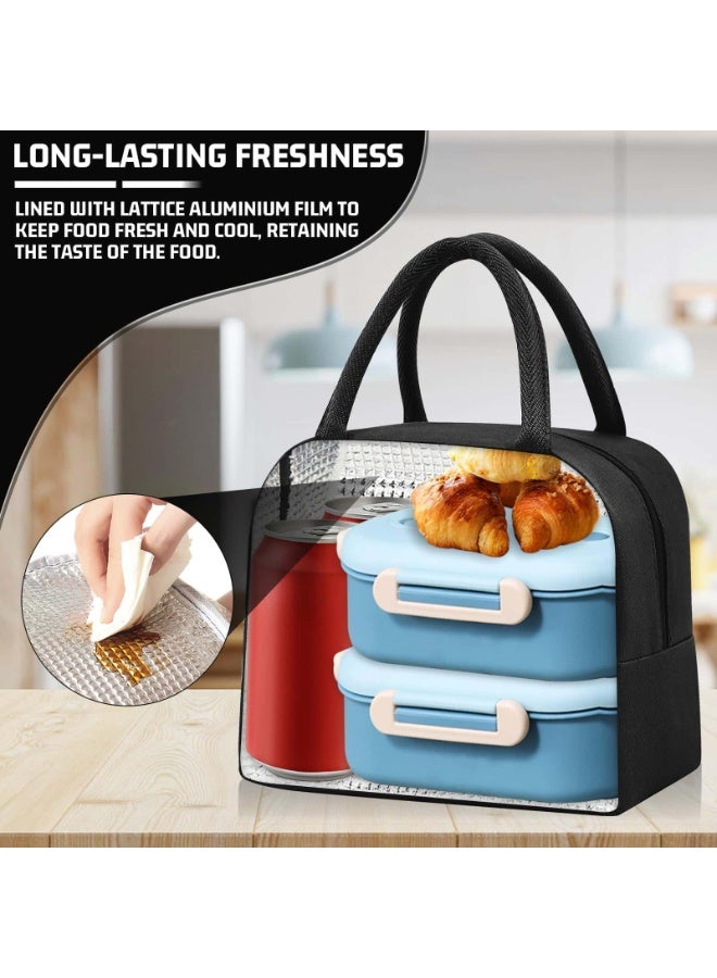 Anmi Small Portable Reusable Insulated Lunch Bag for Men Women, Black - Image 2