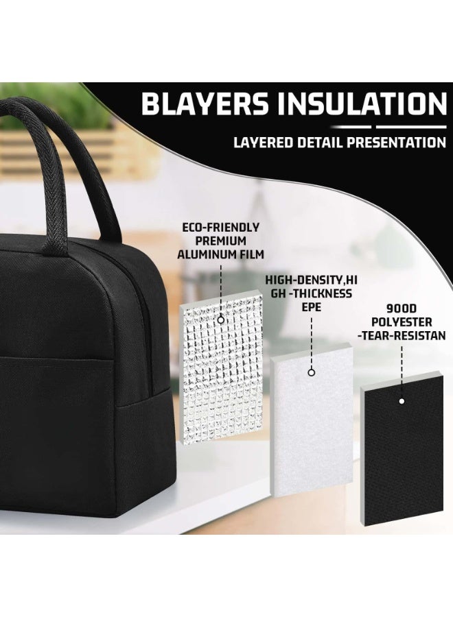 Anmi Small Portable Reusable Insulated Lunch Bag for Men Women, Black - Image 3