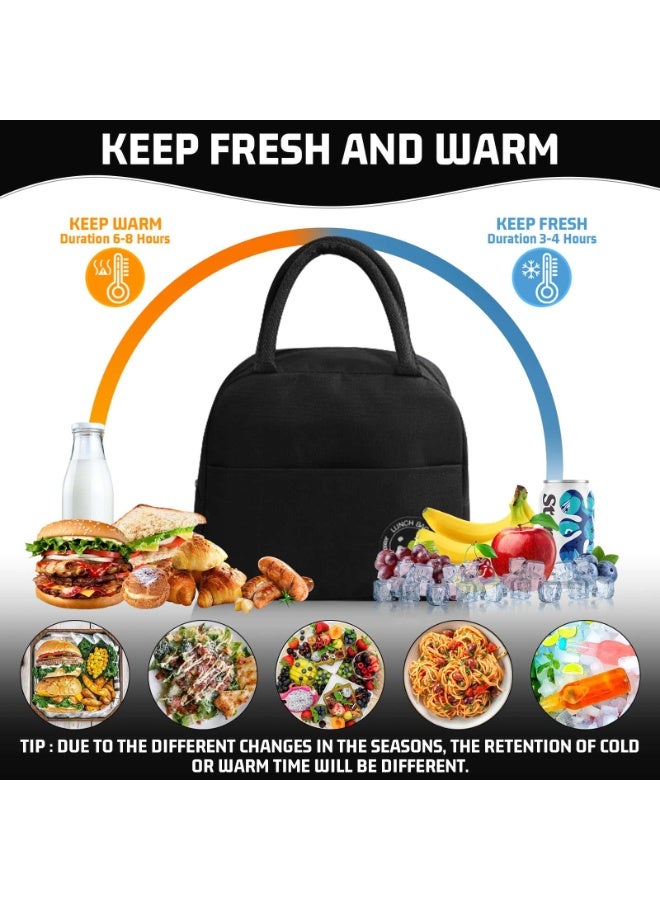 Anmi Small Portable Reusable Insulated Lunch Bag for Men Women, Black - Image 4