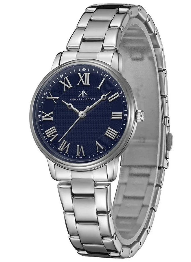 KENNETH SCOTT Kenneth Scott Women's Quartz Movement Watch, Analog Display and Stainless Steel Strap - K22529-SBSN, Silver