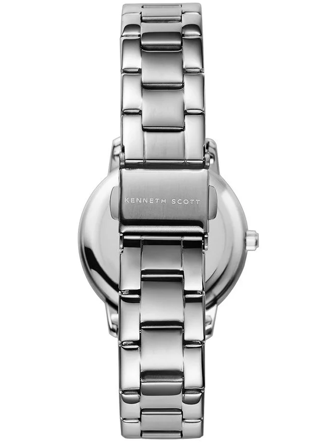 KENNETH SCOTT Kenneth Scott Women's Quartz Movement Watch, Analog Display and Stainless Steel Strap - K22529-SBSN, Silver