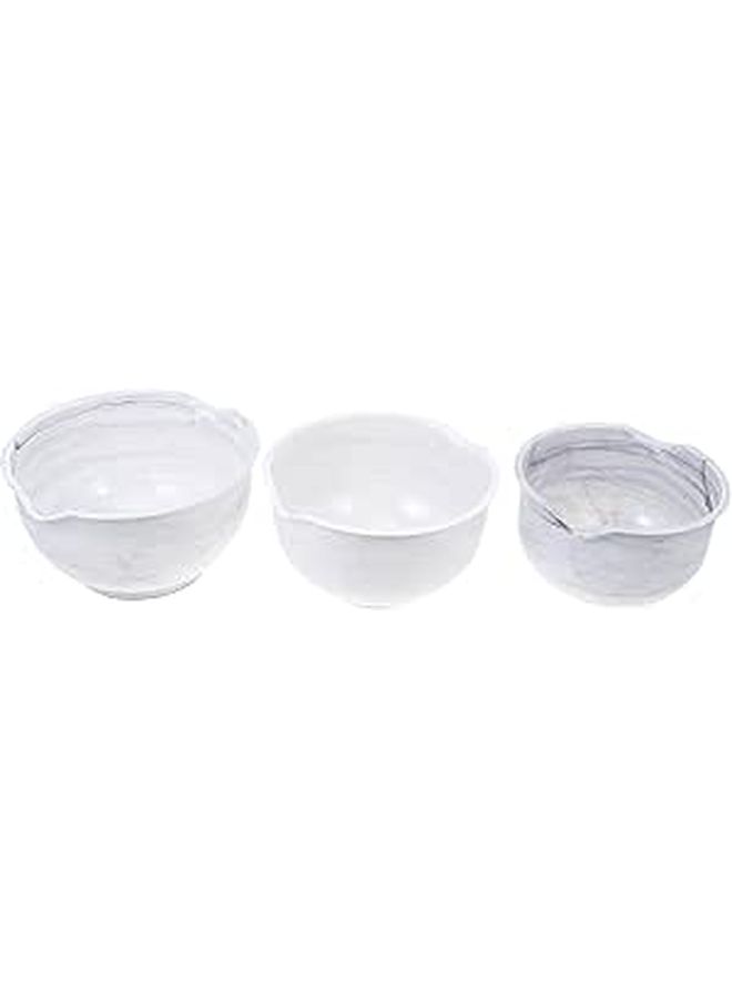 3pcs Marble Pattern Salad Mixing Bowls Set Large Pp Plastic Serving Bowls For Kitchen Food Prep And Fruit Vegetable Mixing - Image 1