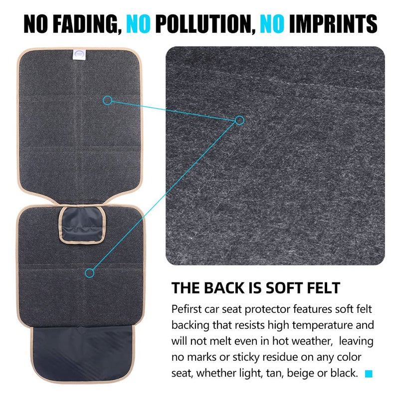 pefirst Car Seat Protector, Extra Thick Car Seat Covers Non-Slip Waterproof Mat Pad Leaving No Imprints Marks for Child Baby Pet Truck SUV Automobile (Beige-A) - Image 4
