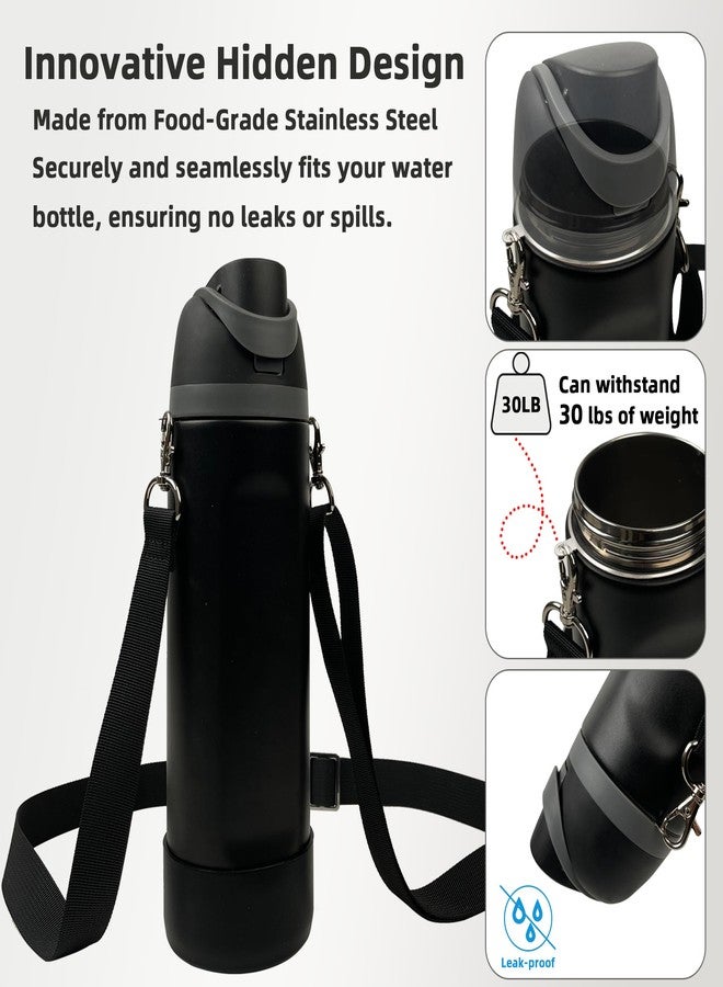 SITKOL Silicone Boot Set for Cute Owala Water Bottle 24 oz - Includes Non-Slip Sleeve, Shoulder Strap, Perfect Owala Accessories, Fits Owala Tumbler, Owala Free Sip, Pink owala, owala Coffee (Black) - Image 2