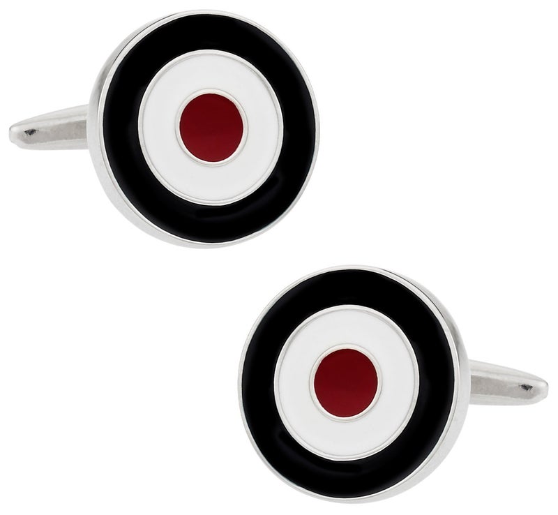 Cuff-Daddy Bold Red White And Blue Bulls Eye Enamel Cufflinks for Men with Presentation Gift Box & Handmade Cufflinks & Shirt Accessories Cuff Link Men Fashion Unique Enamel Studs Storage Travel Box - Image 1