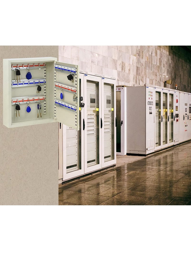 Rubik Keys Cabinet with Key Lock, 42 Hooks Key Storage Safe Box Wall Mounted for Homes Hotels Schools Businesses (Off White)  - Image 5