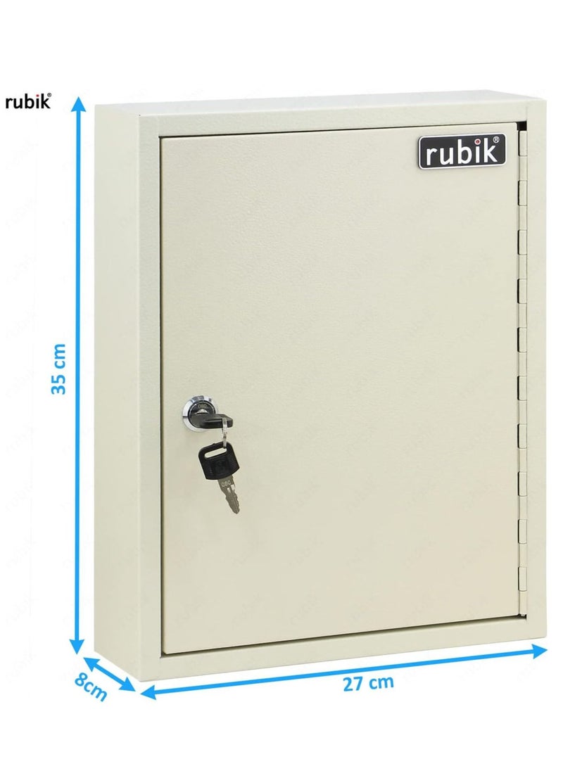 Rubik Keys Cabinet with Key Lock, 42 Hooks Key Storage Safe Box Wall Mounted for Homes Hotels Schools Businesses (Off White)  - Image 3