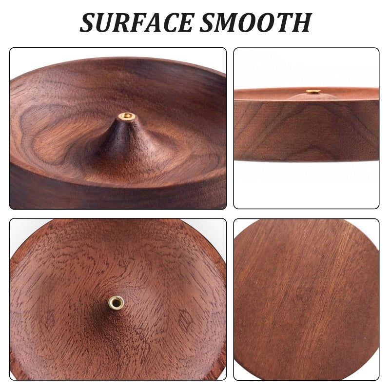 hongliang Incense Holder,Black Walnut Hand - Crafted Round Burner for Sticks with Ash Catcher,Perfect for Relaxation at Home, Yoga,Spa & as a Gift(3.5 * 3.5in) - Image 5