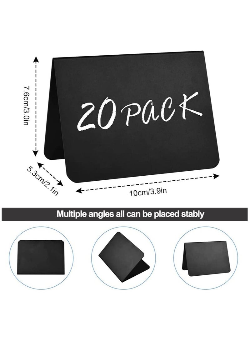 KASTWAVE 20 Pack Mini Chalkboard Signs for Food Labels, 4''x3'' Table Chalk Board Sign with 2pcs White Chalks, Resuable Wipable Desktop Sign for Food, Buffet, Wedding, Party, Bakery and Retail Label - Image 2