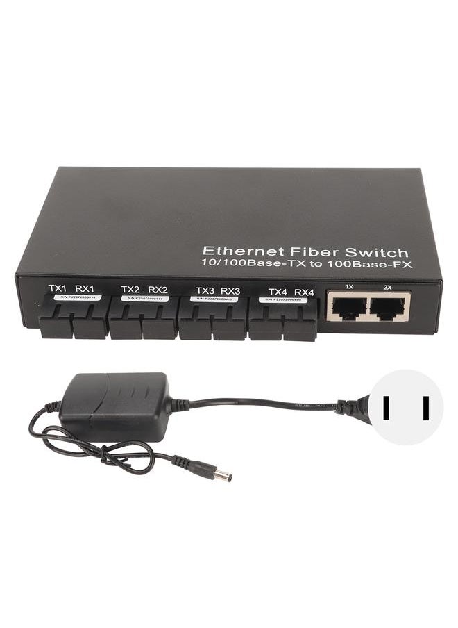 Thoraya Photoelectric converter Tx1310nm 10/100Mbps dual-fiber single-mode fiber optic transceiver Gigabit 4 optical ports 2 electrical ports up to 25 km RJ-45 port US standard  - Image 1
