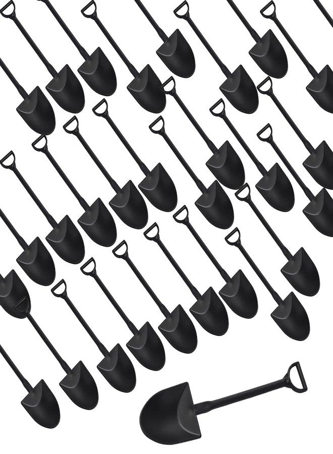 Quweiz 100 Pcs Mini Shovel Spoon, Black Disposable Cute Shovel Dessert Spoons, Pudding Yogurt Spoons, Ice Cream Dessert Spoon - Image 1