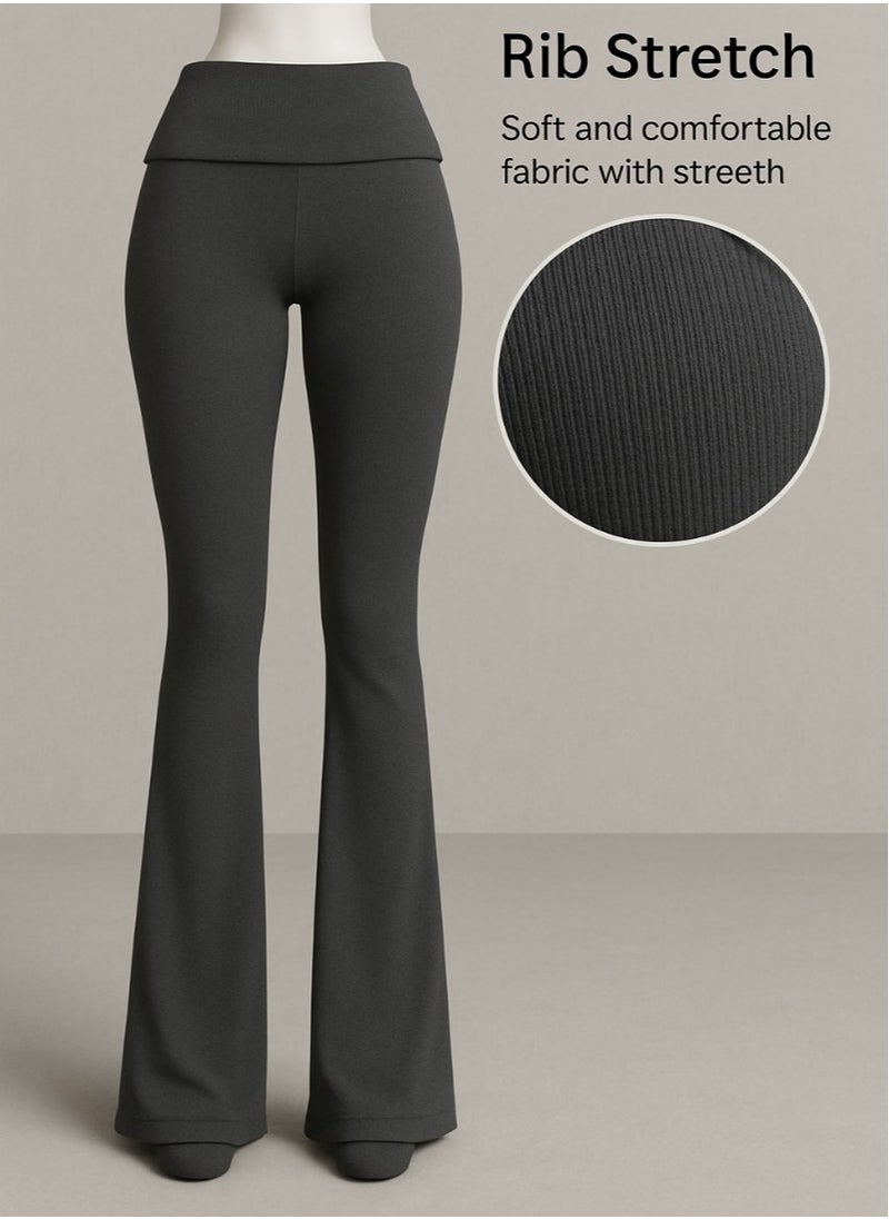 Soft Steps - Flared trousers with fold-over waist L - Image 1