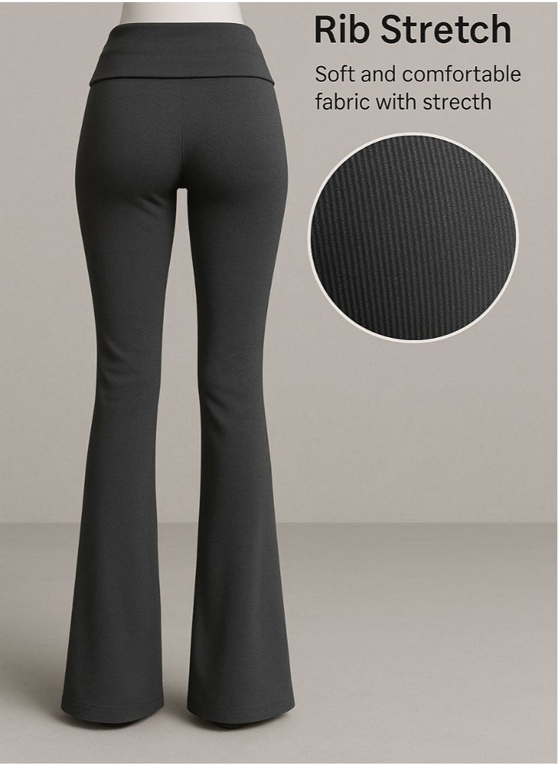 Soft Steps - Flared trousers with fold-over waist L - Image 1