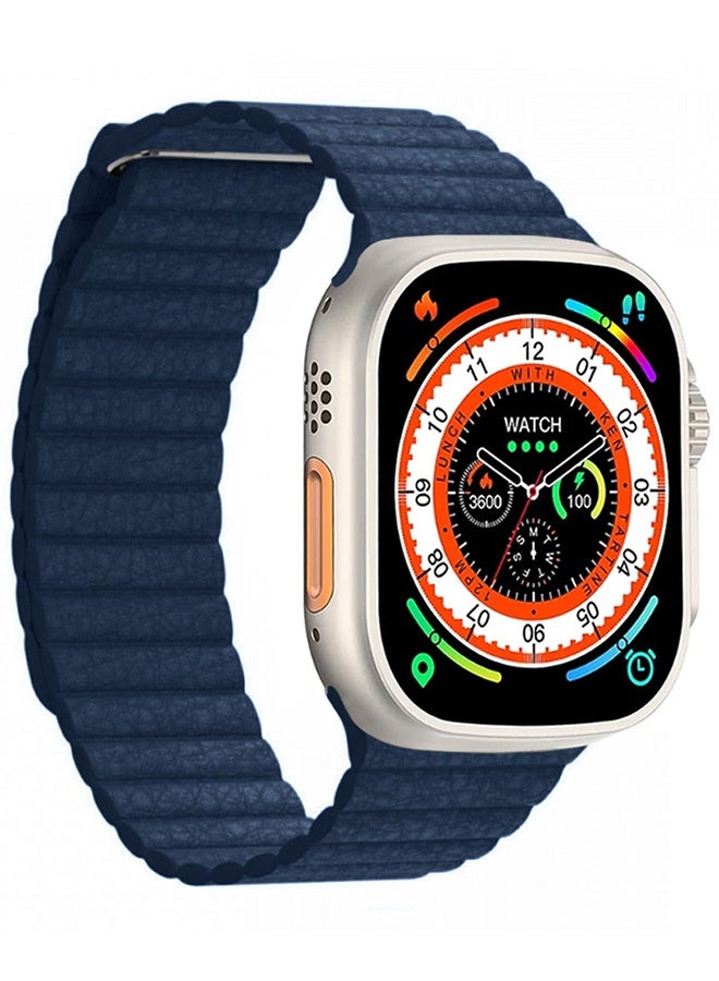 CATANES 49mm 46mm 45mm 44mm Leather Loop Band for Apple Watch Magnetic Watch Strap Wristband - Dark Blue - Image 5