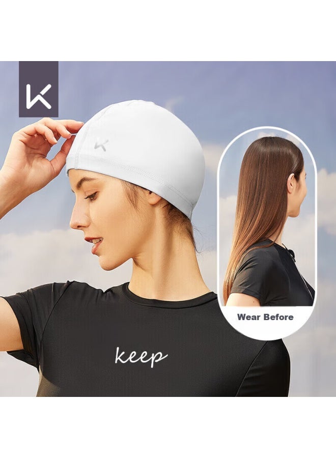 Keep Swimming Cap For Men And Women, Pu Coated Waterproof Comfortable Non-binding Adult Long Hair Ear Protection Large Size Swim Cap, Pink - Image 3