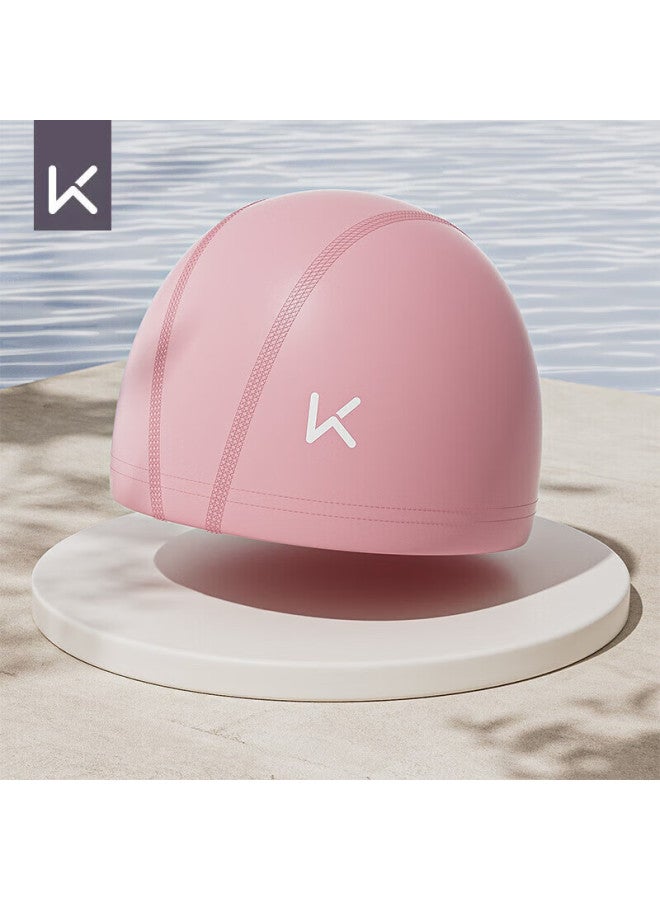 Keep Swimming Cap For Men And Women, Pu Coated Waterproof Comfortable Non-binding Adult Long Hair Ear Protection Large Size Swim Cap, Pink - Image 1